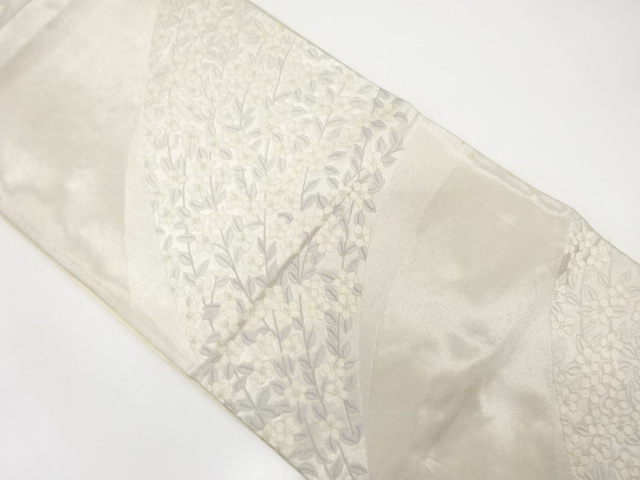 JAPANESE KIMONO / ANTIQUE FUKURO OBI / SILK / WOVEN FLORAL PLANTS